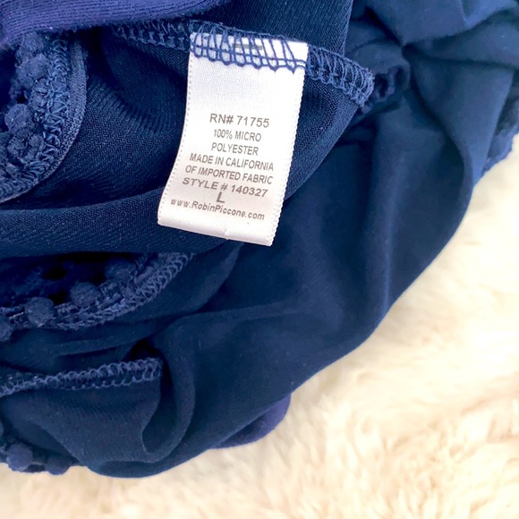 Robin Piccone NAVY Blue Swim SHARK Bite Hem Slip Mini Dress Swim Beach L - Picture 4 of 6
